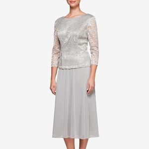 Alex Evenings Petite Embroidered Overlay Dress